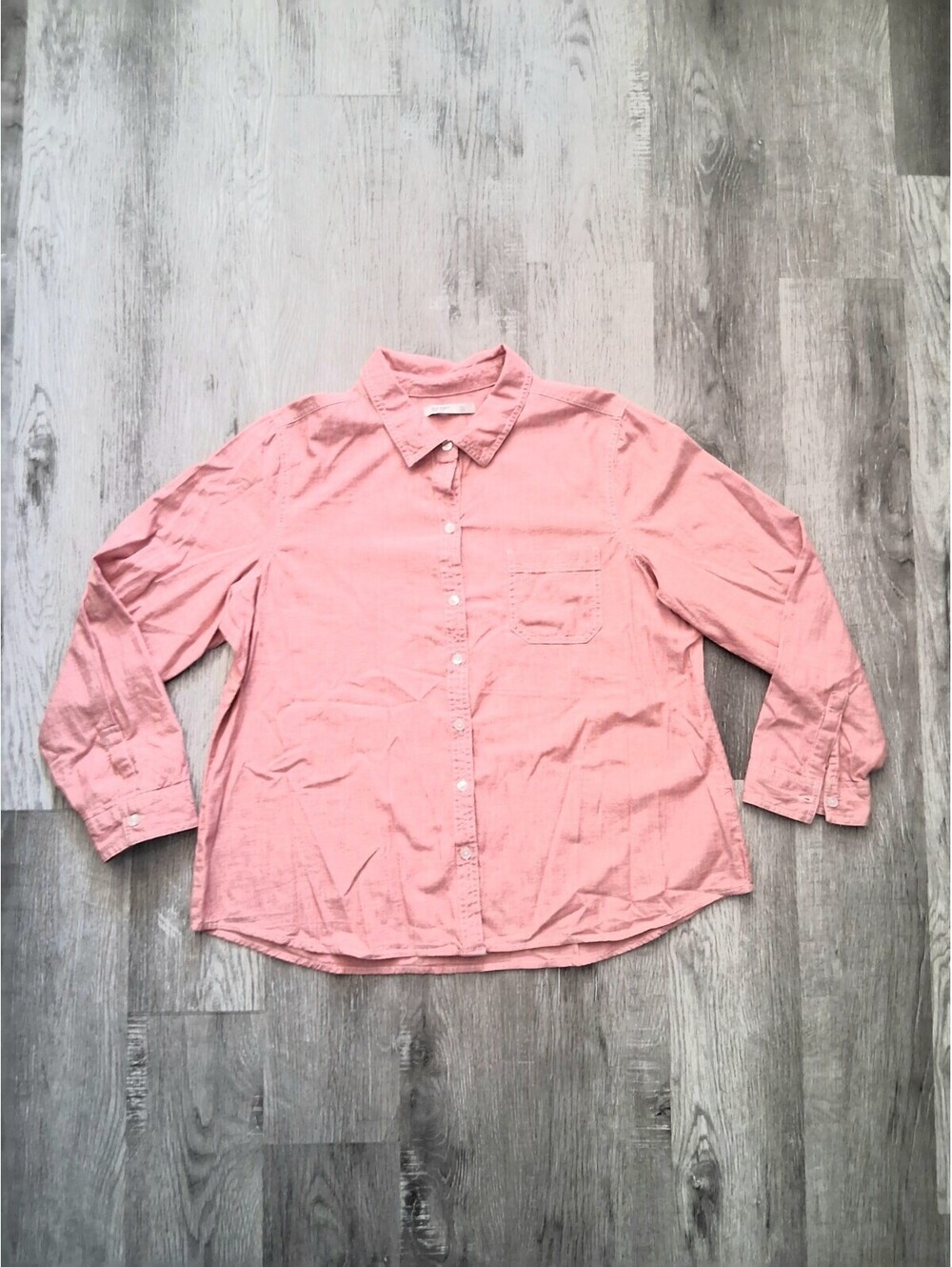 Old Navy Women's XL Pink Long Sleeve Button Up Shirt 100% Cotton Pocket Casual